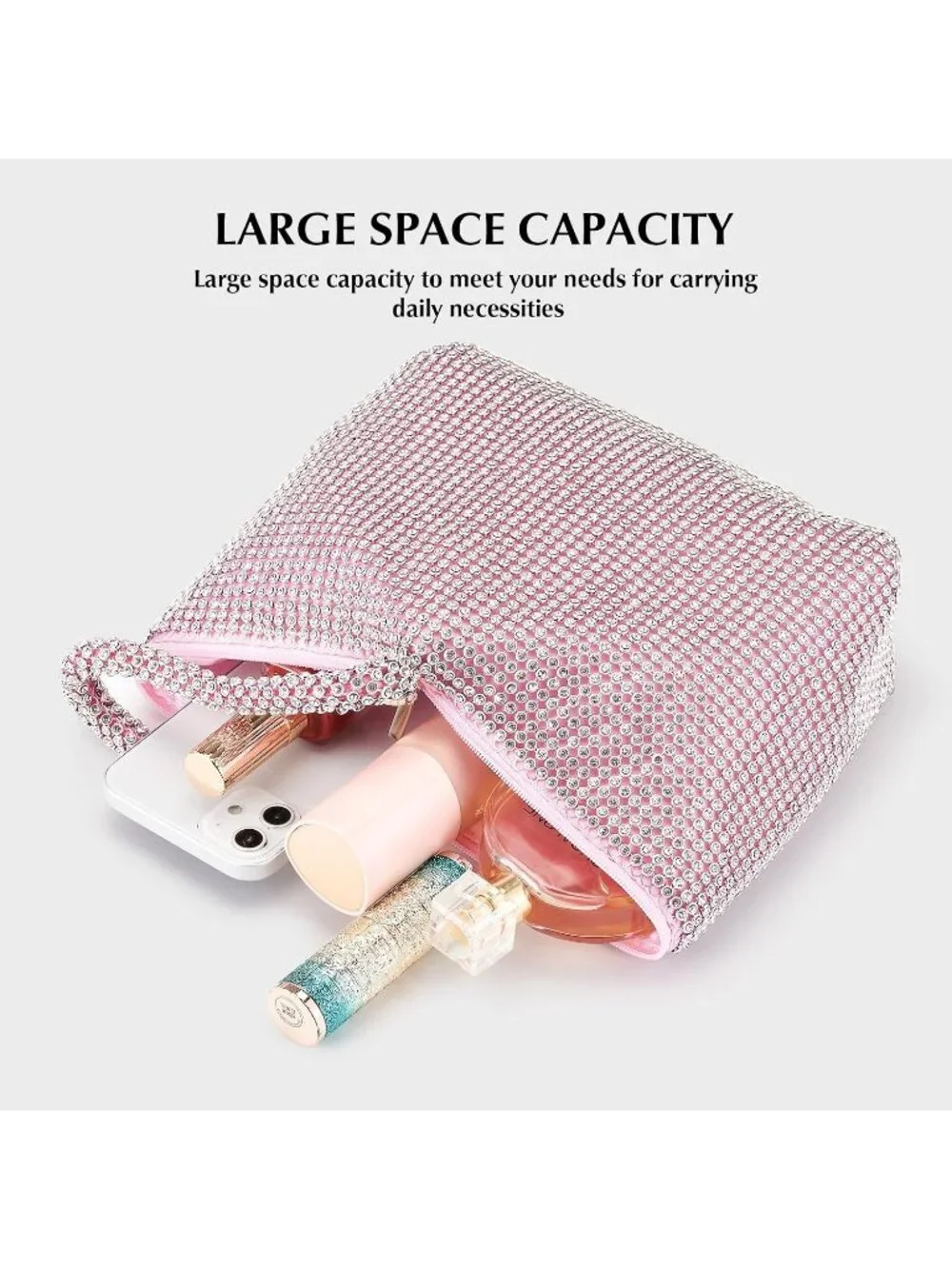 Women's Pink Rhinestone Triangle Clutch Purse Vintage Evening Bag